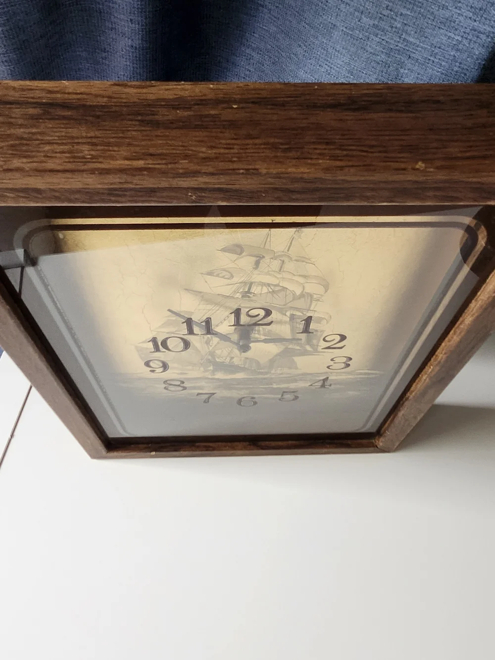 Vintage Ship Wall Clock Decor in Gold and Brown